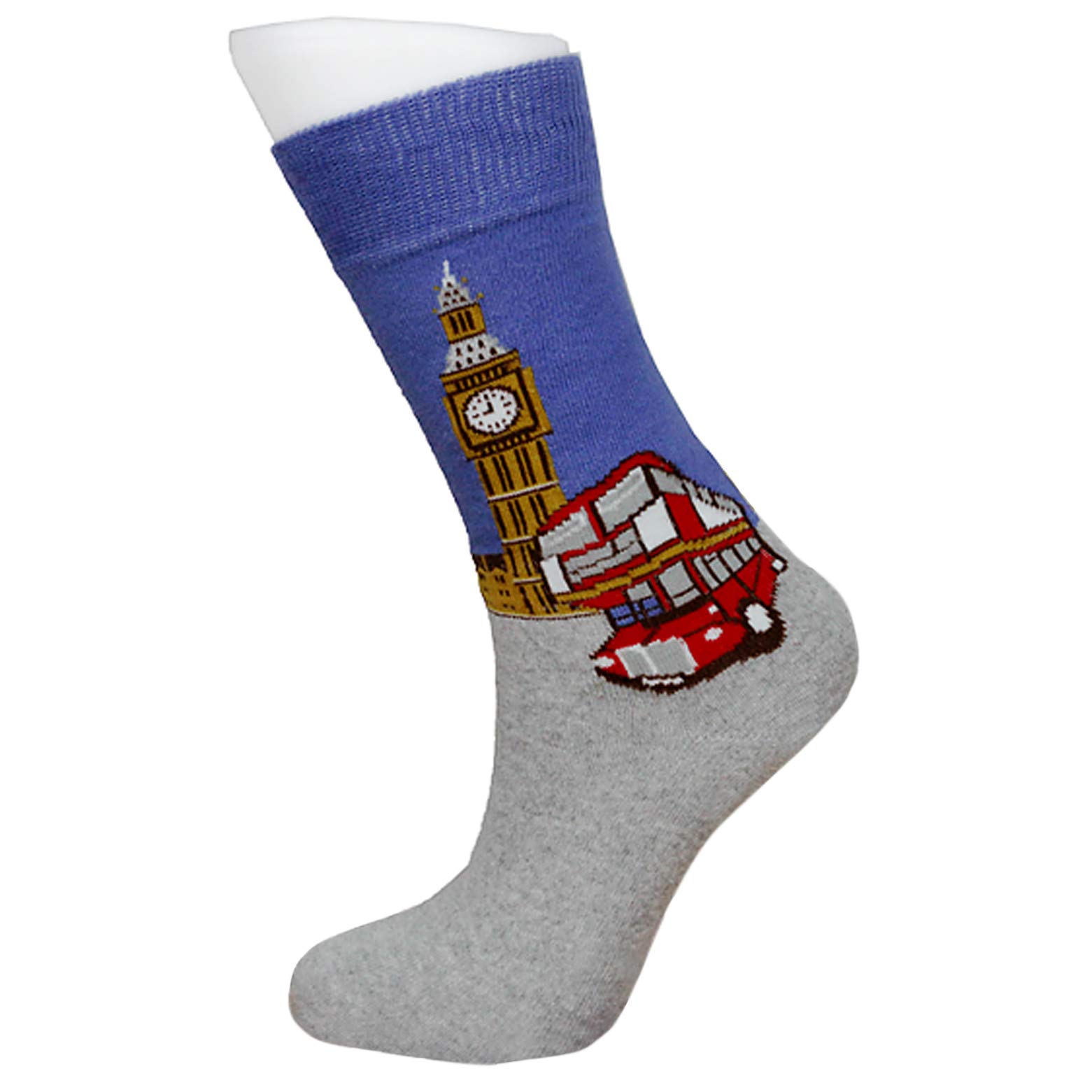 No.1 Gifts Men's Blue Grey Red Novelty Gift Socks London Bus Big Ben Picture Cotton Rich Pack 1