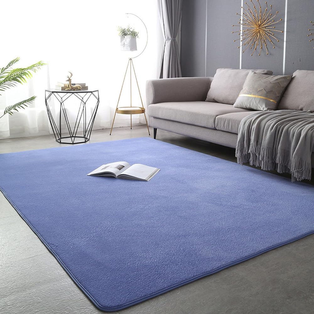 Thicken Carpet Living Room Decor Coral Fleece Large Area Bed Room Rug Soft Children Play Floor Mat Girls Window Bedside Yoga Mat,Dark Blue,50x80cm(19x31 in