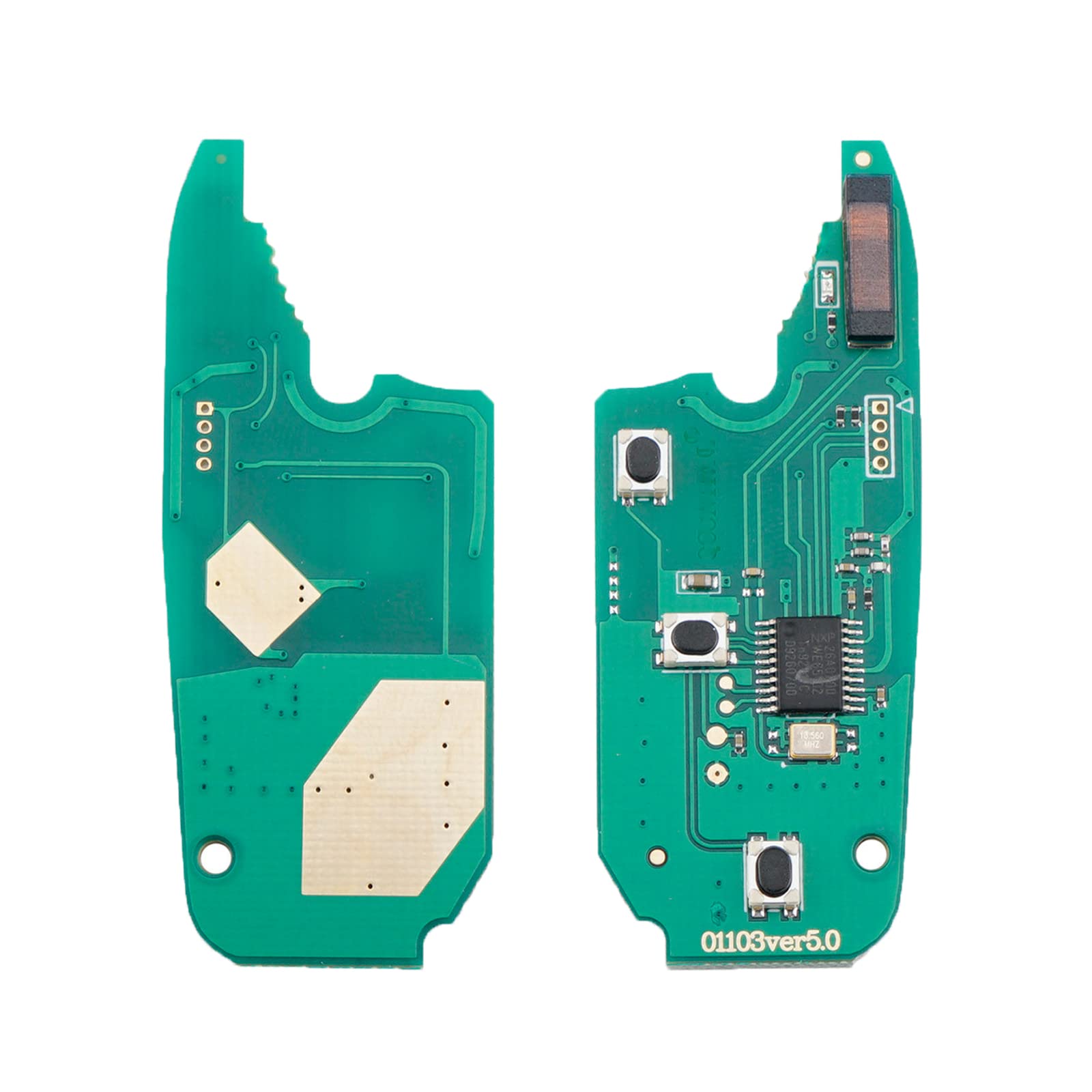 Heart Horse 433Mhz 3 Tasti Ricambio Chiave per Telecomando Auto con ID46 / PCF7946 Chip Compatibile per Fiat Punto Panda 500 Doblo Florino Qubo Grande Evo Guscio con Batteria e Lama (Delphi BSI)