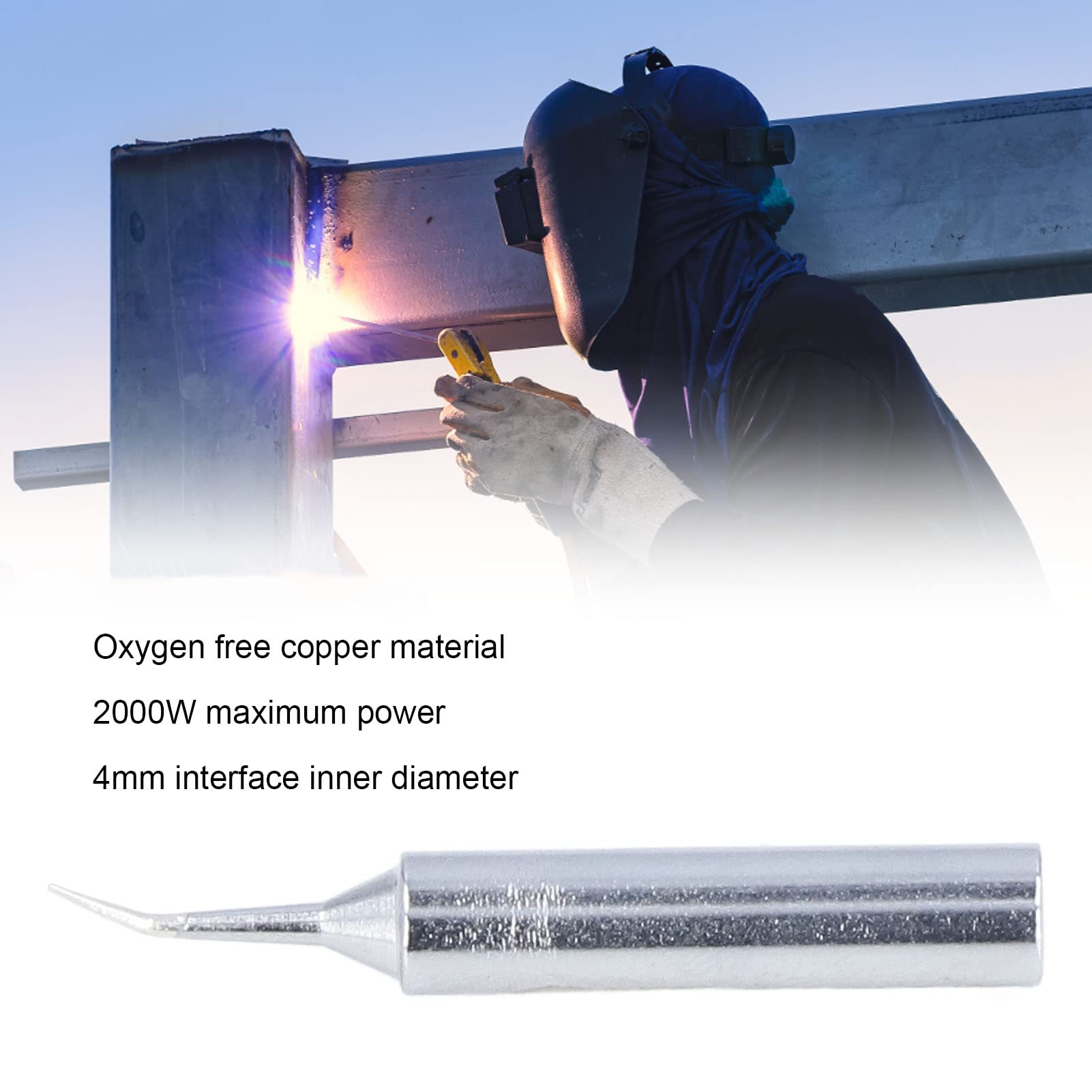 0.2mm Soldering Iron Tips, Fine Tip Soldering Iron, Diameter Pointed Curved 2000W Oxygen Copper Replacement Solder Iron Tips for Repairing