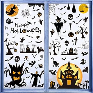 Bantie 9 Sheets Halloween Window Stickers, Reusable Halloween Window Cling Decals Decoration Including Bat, Castle, Pumpkin, Double-Sided Static Sticker for Halloween Decor Party (Halloween Gnome 2)