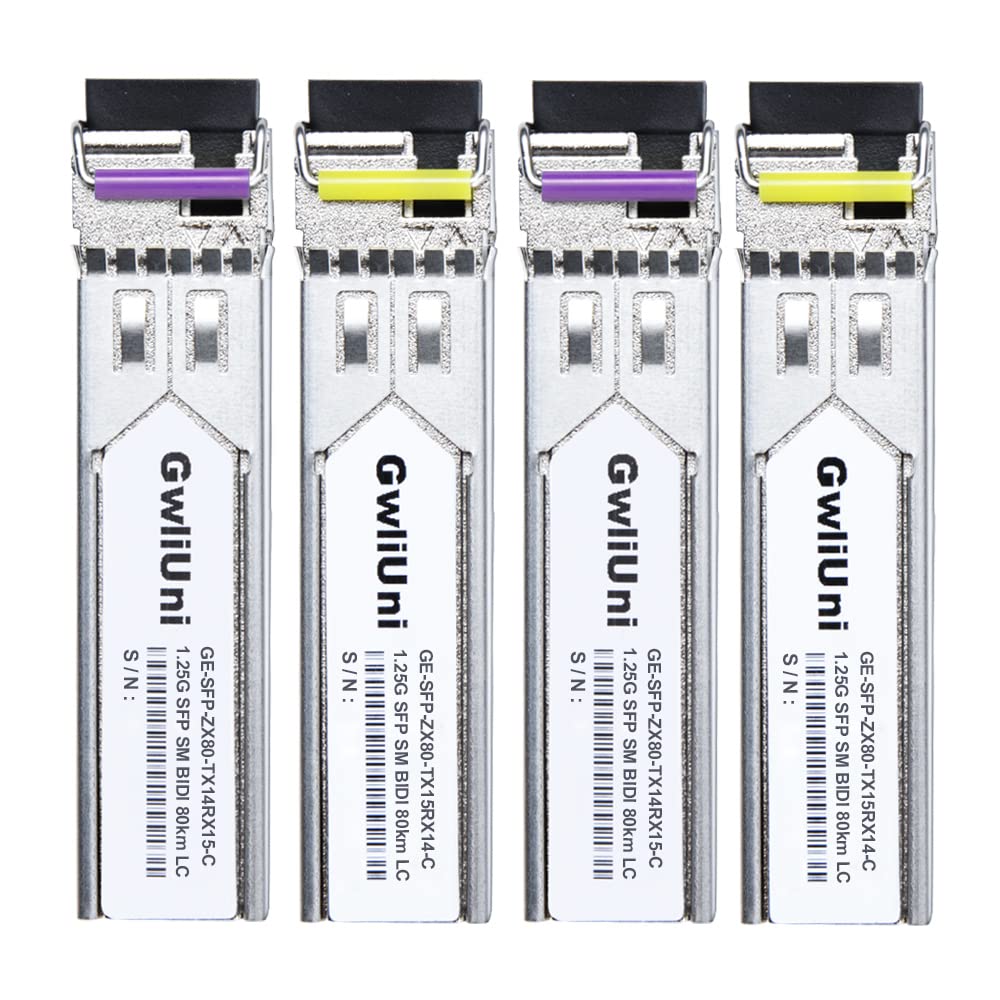 2 pary 80 km SFP 1,25G BIDI jednomodowy moduł światłowodowy nadajnik-odbiornik, interfejs LC dla Cisco, Netgear, MikroTik, Ubiquity, DLink itp.,