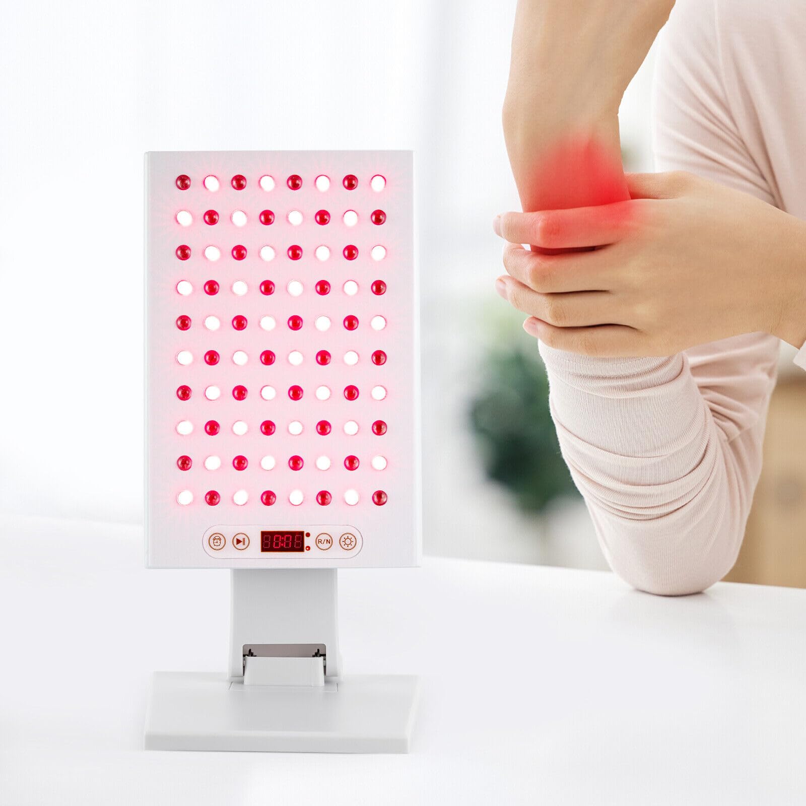 Rotlichttherapiegerät, LED Rotlichtlampe mit 1-30min Timer, Verstellbare Ganzkörper-Lichttherapie-Panels mit 80 Dual-Chip-LEDs Nahinfrarot-Lichttherapie für Leichtigkeit Muskelschmerzen