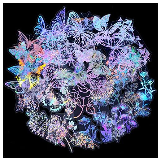 21 Creative Mother's Day Crafts for Preschoolers 4 Suclain 180 Pcs Holographic Glitter Butterfly Sticker Set Waterproof Plant Decorative Flower Decal Glitter Adhesive Sticker for Scrapbooking Journal Planner Bottle Laptop(Flowers and Butterflies)