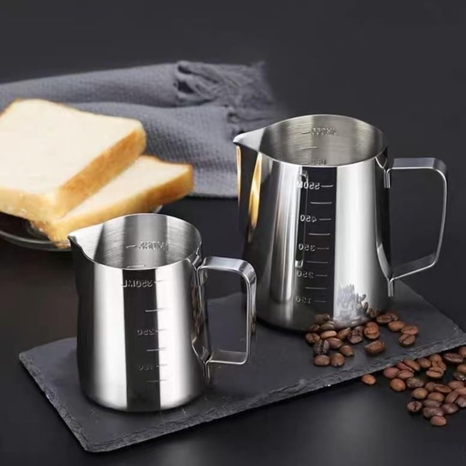 Stainless Steel Milk Frothing Pitcher 350ML, Gold Milk Frothing Cup with Measurement Scale, Espresso Milk Steaming Cup for Coffee Bar, Home & Office Coffee Accessories (golden,600ml)