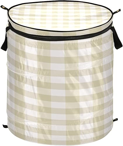 zipper Decorar folding laundry basket with handles for store Cream Beige Buffalo Plaid Tartan Check Scotland,cesto para ropa sucia