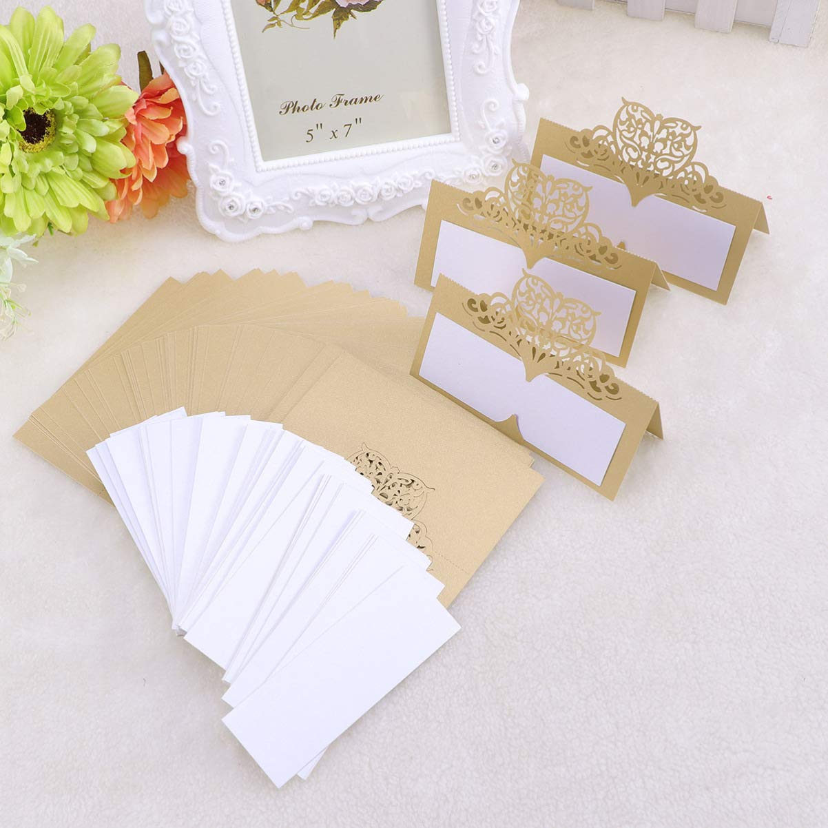 MAGICLULU 150stücke -cut Floral Platzkarten Für Hochzeiten Elegante Tischkarten Zur Namensbeschriftung Für Bankette Und Feierlichkeiten Goldfarben Für Hochzeitsdeko Und Veranstaltungen
