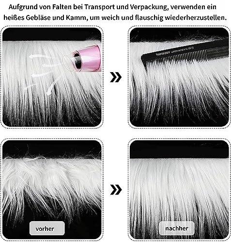 Kunstfell Band Kunstpelz Fellstoff, MUSLONG zotteligen Pelz Stoff Schnitte flauschige Pelz Patches ideal zum Basteln, Nähen, Dekorieren | Dekoband Plüsch Trim Stoffrolle, 5x150cm