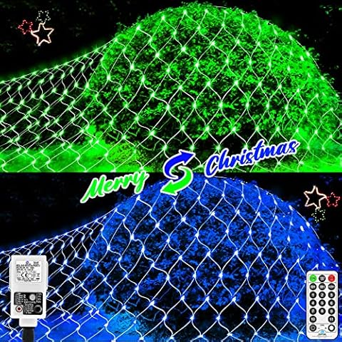 Christmas Net Lights Easy Install & 11 Modes Remote Plug in Dual Colour Net Lights Waterproof 200 LED Net Lights Outdoor Mesh Lights for Bushes Christmas Holiday Wedding Party Thanksgiving Decorations Cover