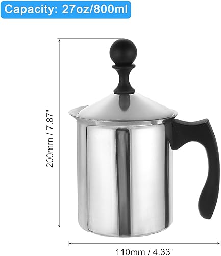 Miniatura 2 de Uxcell Dispensador manual de crema batida - 27oz/27.1 fl oz de acero inoxidable DIY Maker con tapa