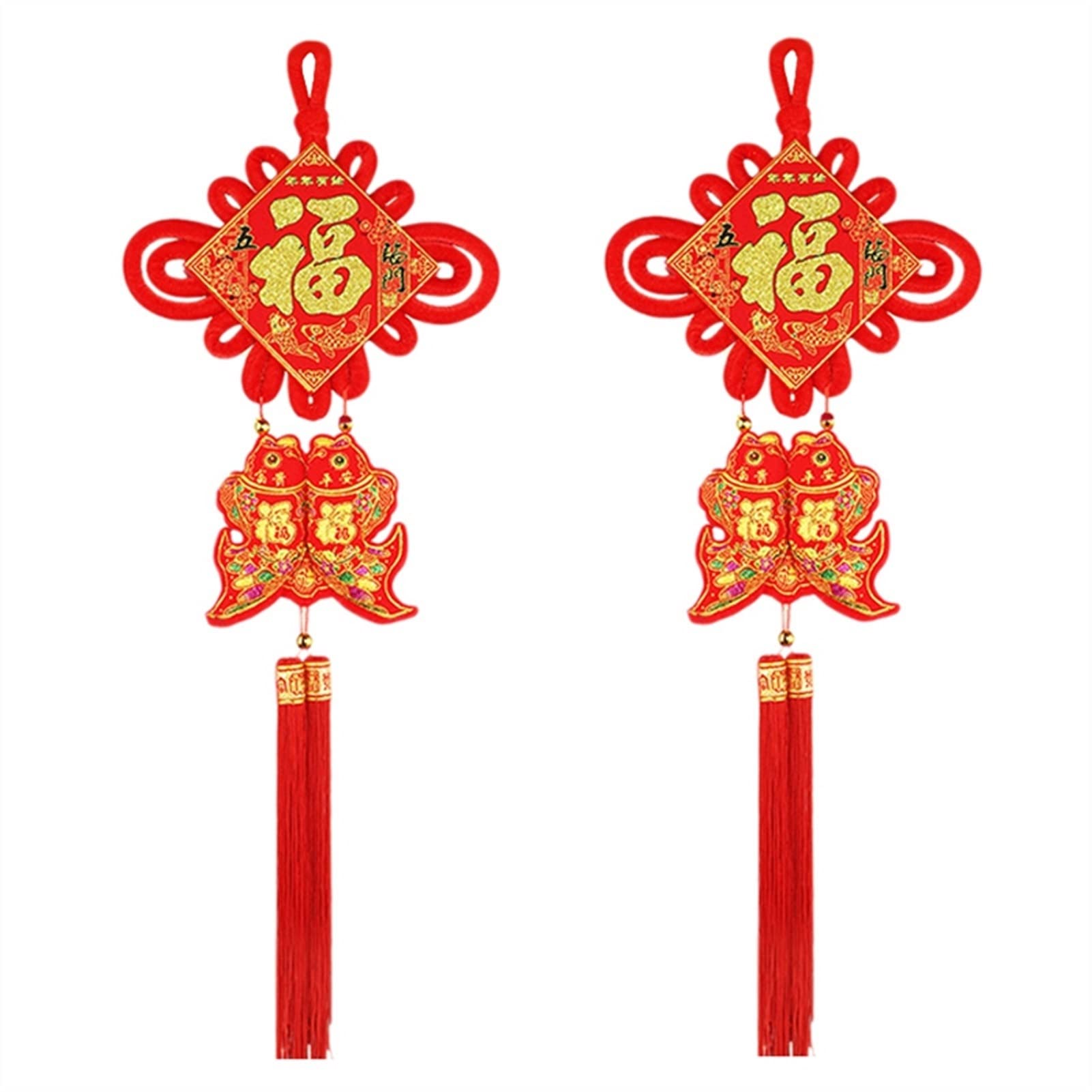 Nodo Cinese, Ciondoli Anno Lunare, Confezione da 2 Nappe Decorazione Capodanno Ornamenti Ciondolo Orientale Rosso Fortunato for Regali di Capodanno Festival di Primavera Nappe Nodi Cinesi