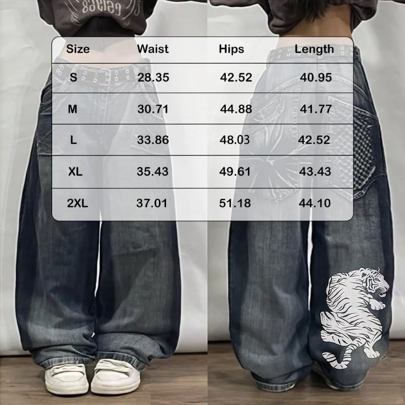 Unisex Y2K Hip Hop Street Jeans with Skeleton Print, Gothic Baggy Jeans, Vintage High Waist Denim, Wide Leg Pants4