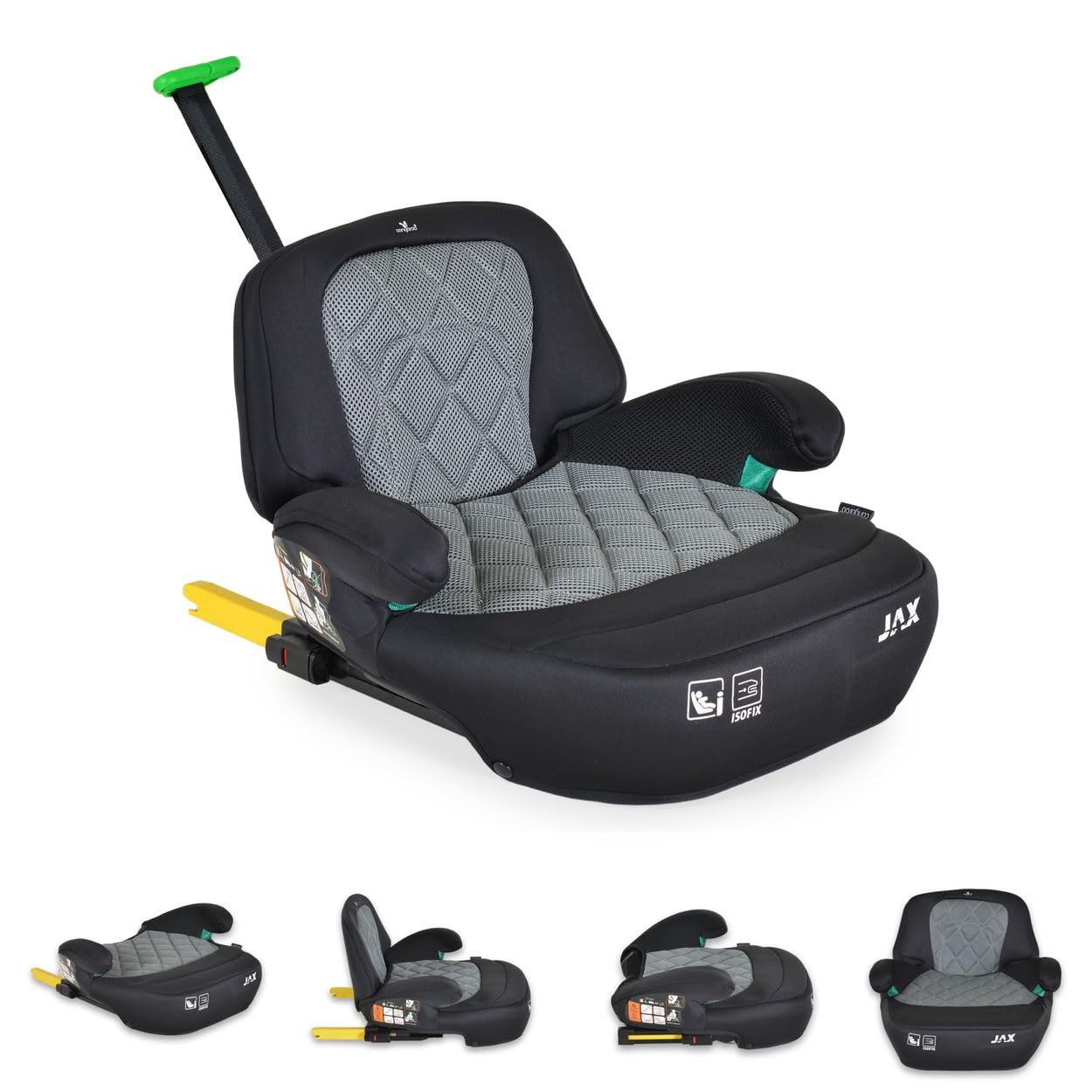 Cangaroo siège enfant rehausseur Jax i-Size 125-150cm groupe 3 Isofix Top Tether, coloris:gris