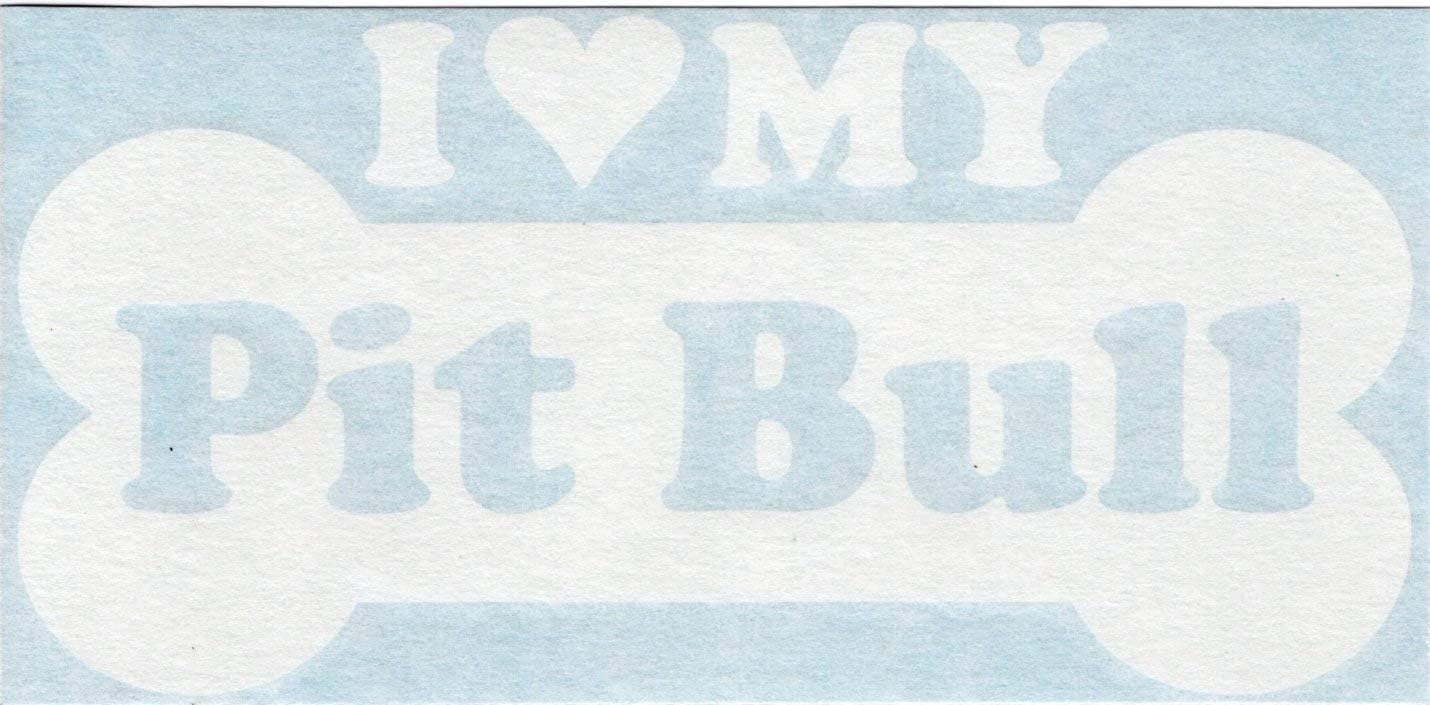 I Heart Love My Pit Bull - Dog Bone American Staffordshire Terrier Purebred Breed Cars Trucks Moped Helmet Hard Hat Surfboard Auto Automotive Craft Laptop Vinyl Decal Store Window Wall Sticker 13057