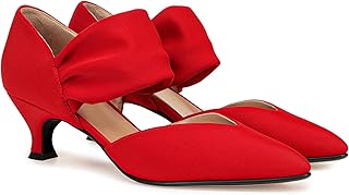 Womens Low Kitten Heel Dress Shoes Pointed Toe Slip on Ankle Strap Cutout Elegant Party Wedding Pumps