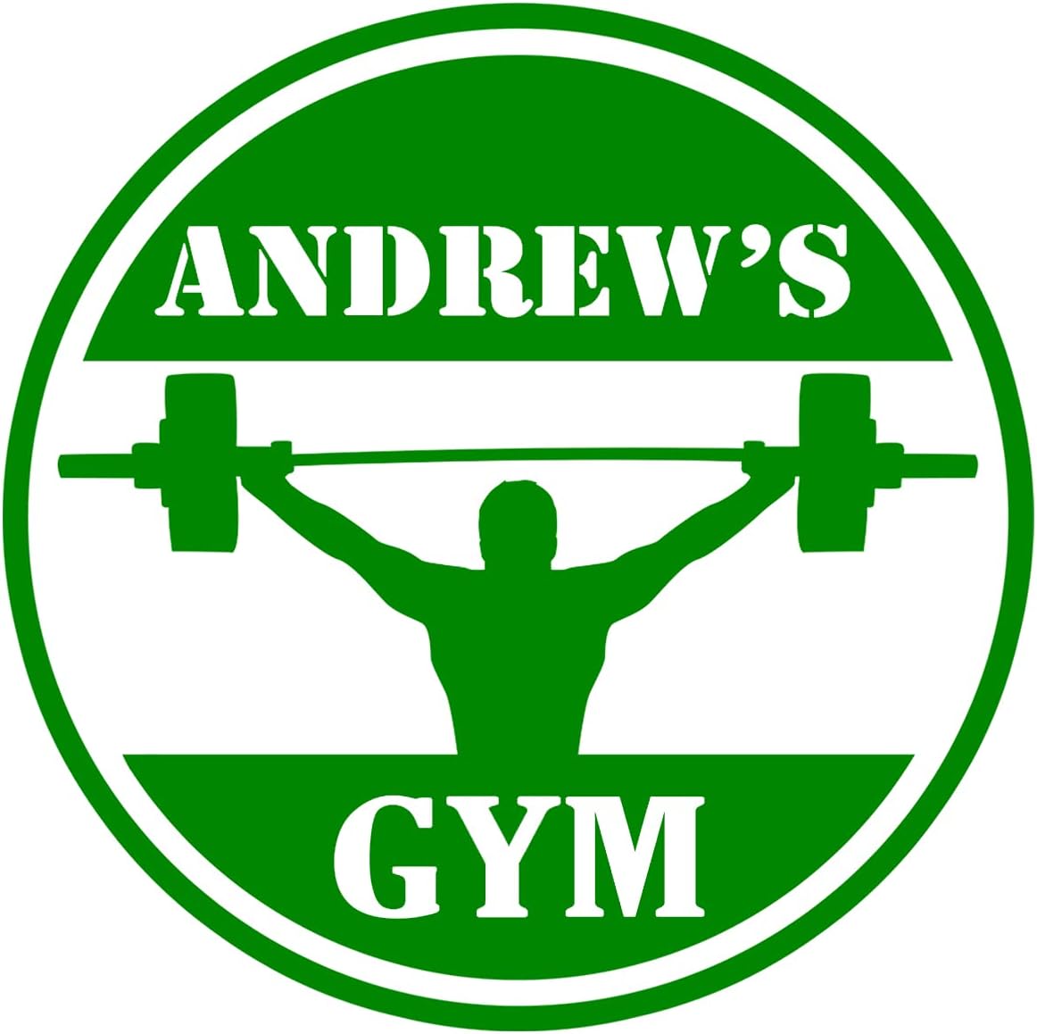 VWAQ Gym Wall Decal Workout Room Decor Personalized Name - CS62 (23" H X 23" W, Gold)
