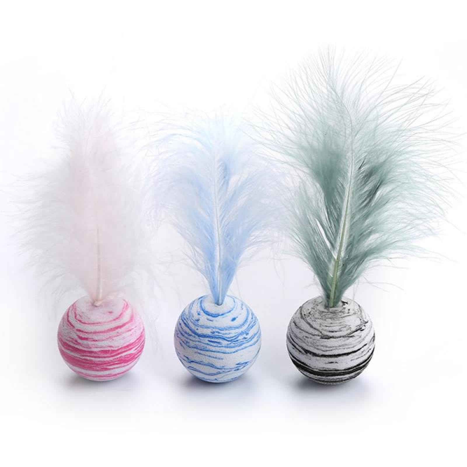 Juguetes para Gatos, Juguetes for Gatos, Pelota de Plumas, Juguete Estrella, Espuma con, Juguetes for lanzar, Peluche interactivos, for Gatitos, 6 Piezas, Azul(Blue)
