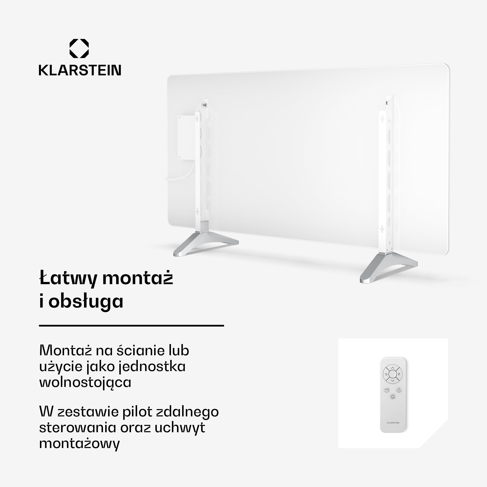 Klarstein Promiennik podczerwieni 720 W – montaż na ścianie i urządzenie stojące, termostat, sterowanie aplikacją, szklana konstrukcja, IP43, ochrona przed przegrzaniem, do łazienki i salonu