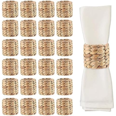 JAPCHET Handmade Water Hyacinth Napkin Rings Cover