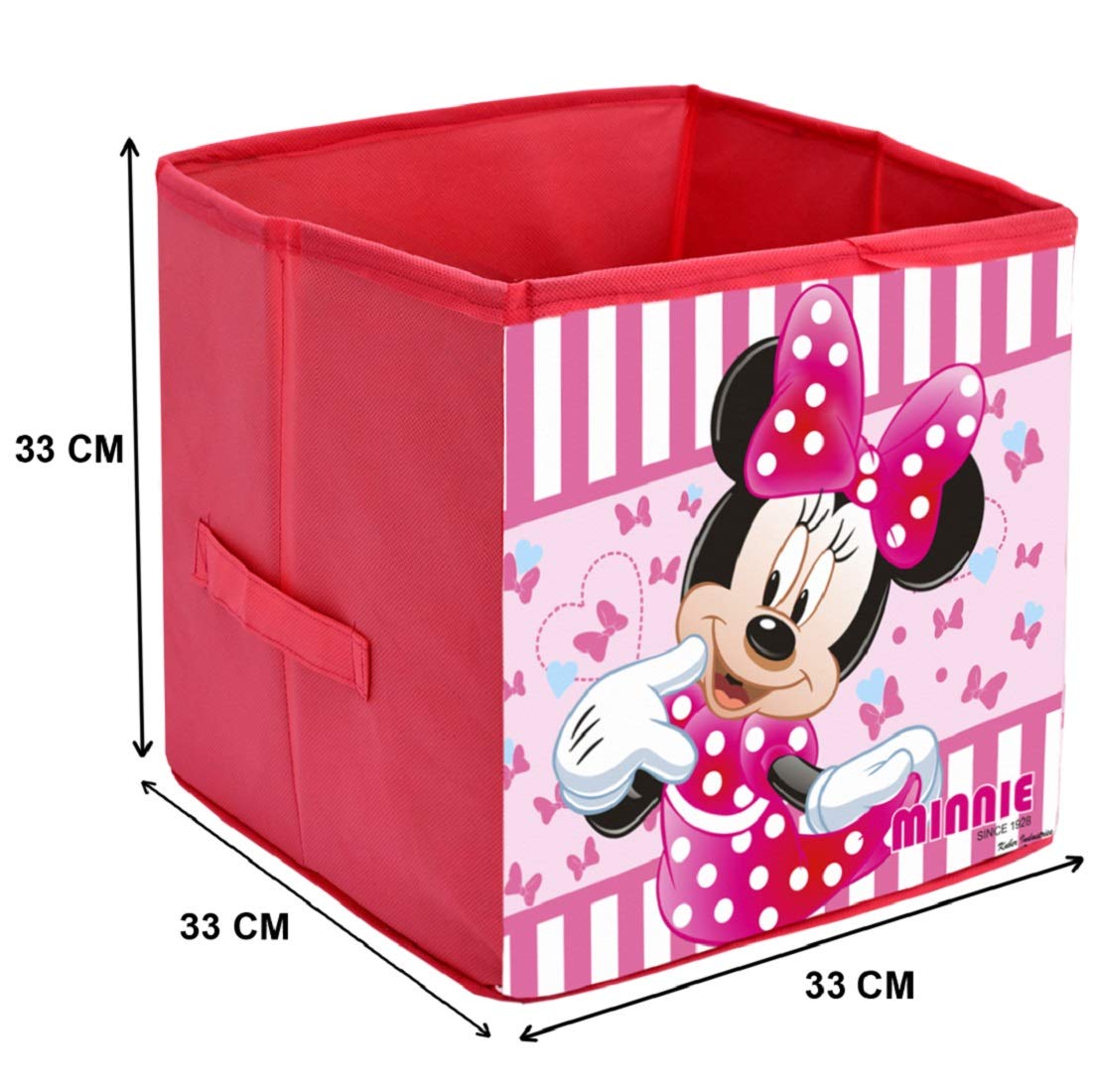 Kuber Industries Disney Minnie Print Włóknina, 6 sztuk, składana, duża kostka do przechowywania, zabawka, książki, pudełko do przechowywania butów z uchwytem (różowe)