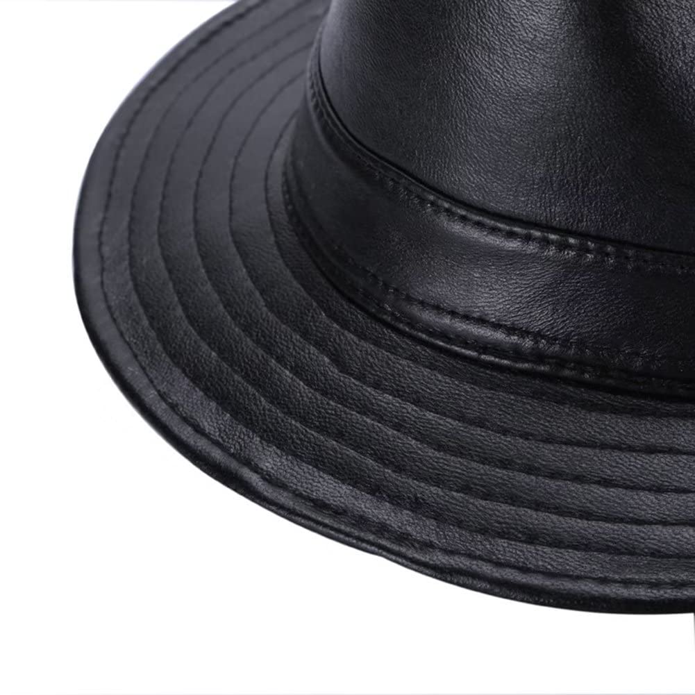 DongBao Cappello Fedora per Uomo Cappello Panama Trilby Cappello a Tesa Corta Cappello da Sole in Pelle Primavera Autunno Inverno
