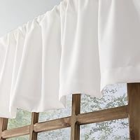 Vista 3 de Paquete de 2 cenefas de lino sintético para ventanas, cocina, sala de estar, cenefas con bolsillo para barra, decoración rústica de campo, baño