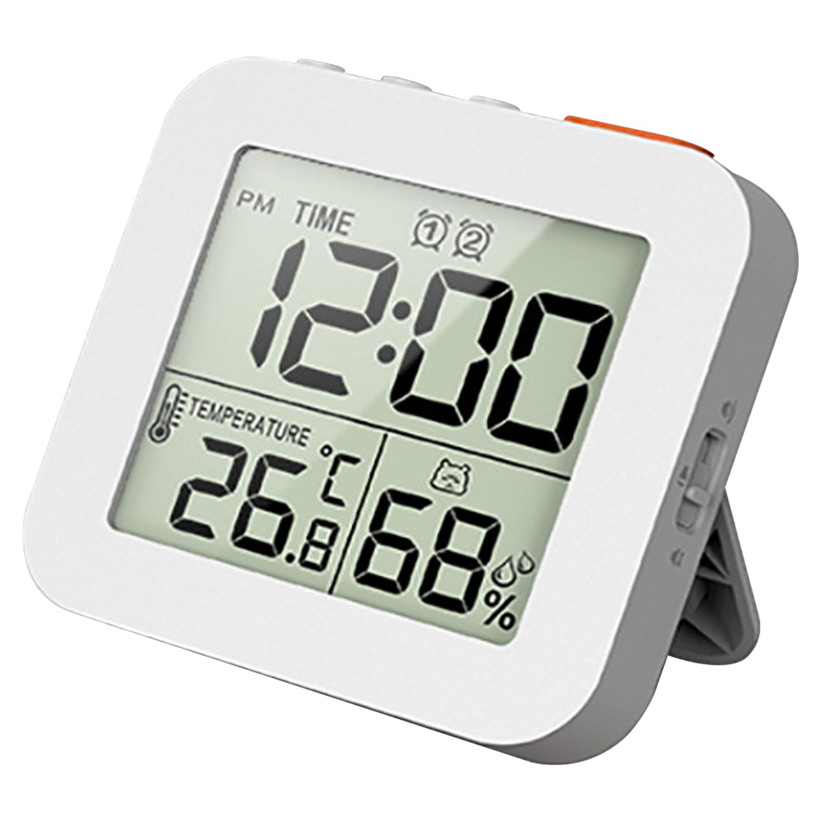 Suxdlan White Lcd Digital Bathroom Clock - 12/24H Temperature Humidity Splashproof Shower Timer With Backlight