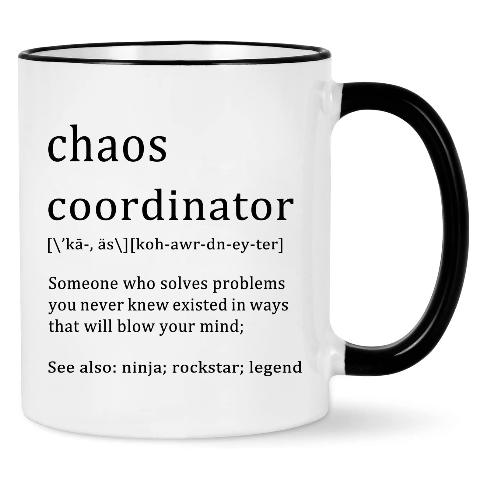 Chaos Coordinator Mug, Office Gifts For Coworkers, Gifts For Boss, Chaos Coordinator Gifts, Funny Coffee Mug Christmas White Elephant Gifts For Boss Coworkers Women Friends, 11 Ounce Black Handle