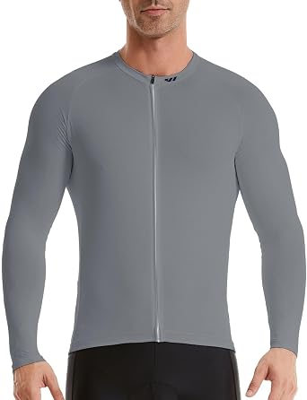 Mens Cycling Jerseys Long Sleeve Bike Biking Shirts Full Zip with Pockets Road Bicycle Clothing