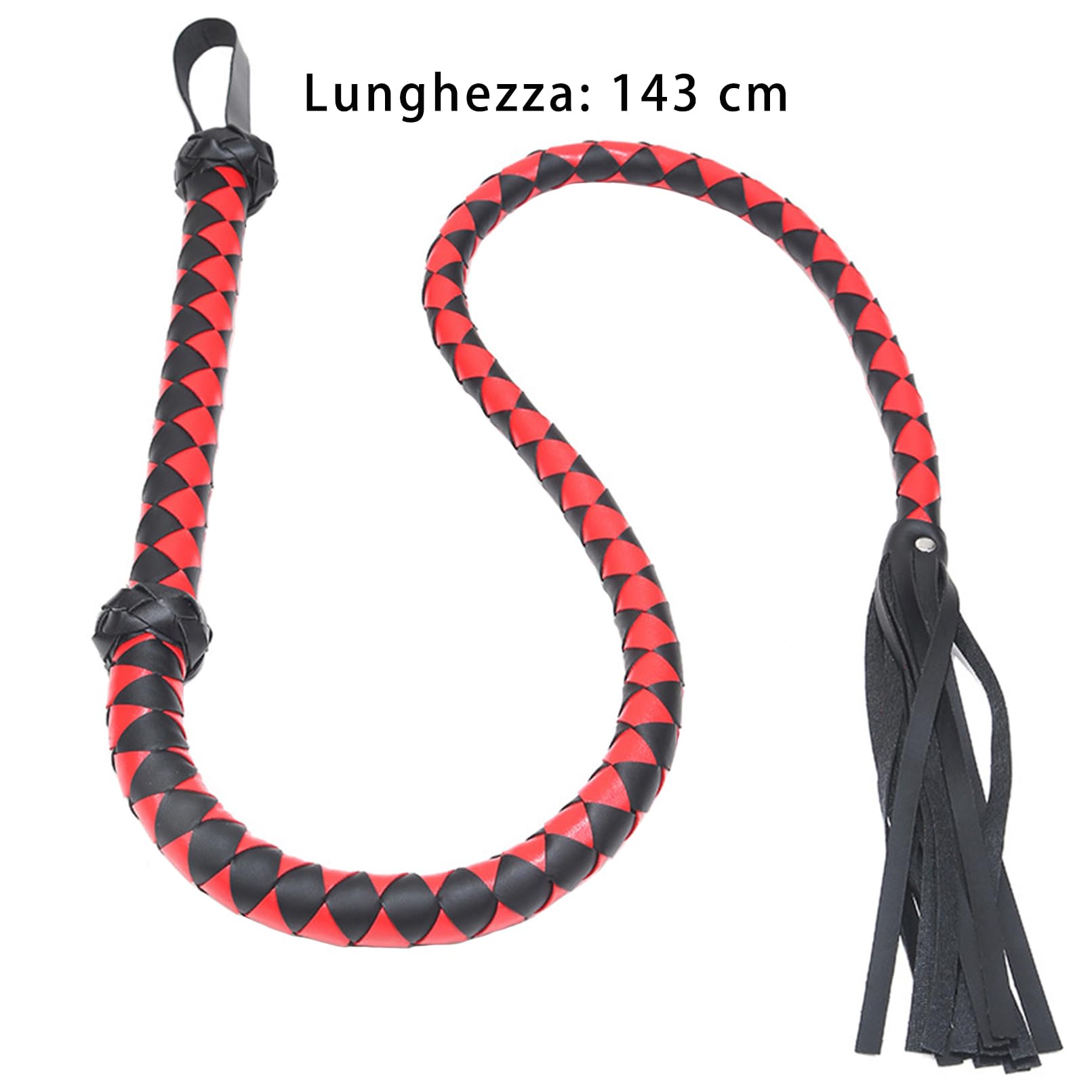 SM Frusta in Pelle Extra Lungo Flirt Frusta Frusta Sessuale Feticcio Sculacciati per Sesso SM Giocattoli Sessuali Sculacciati Sex Toy per Coppie Flogger BDSM Giochi di Ruolo (143cm,Rosso)