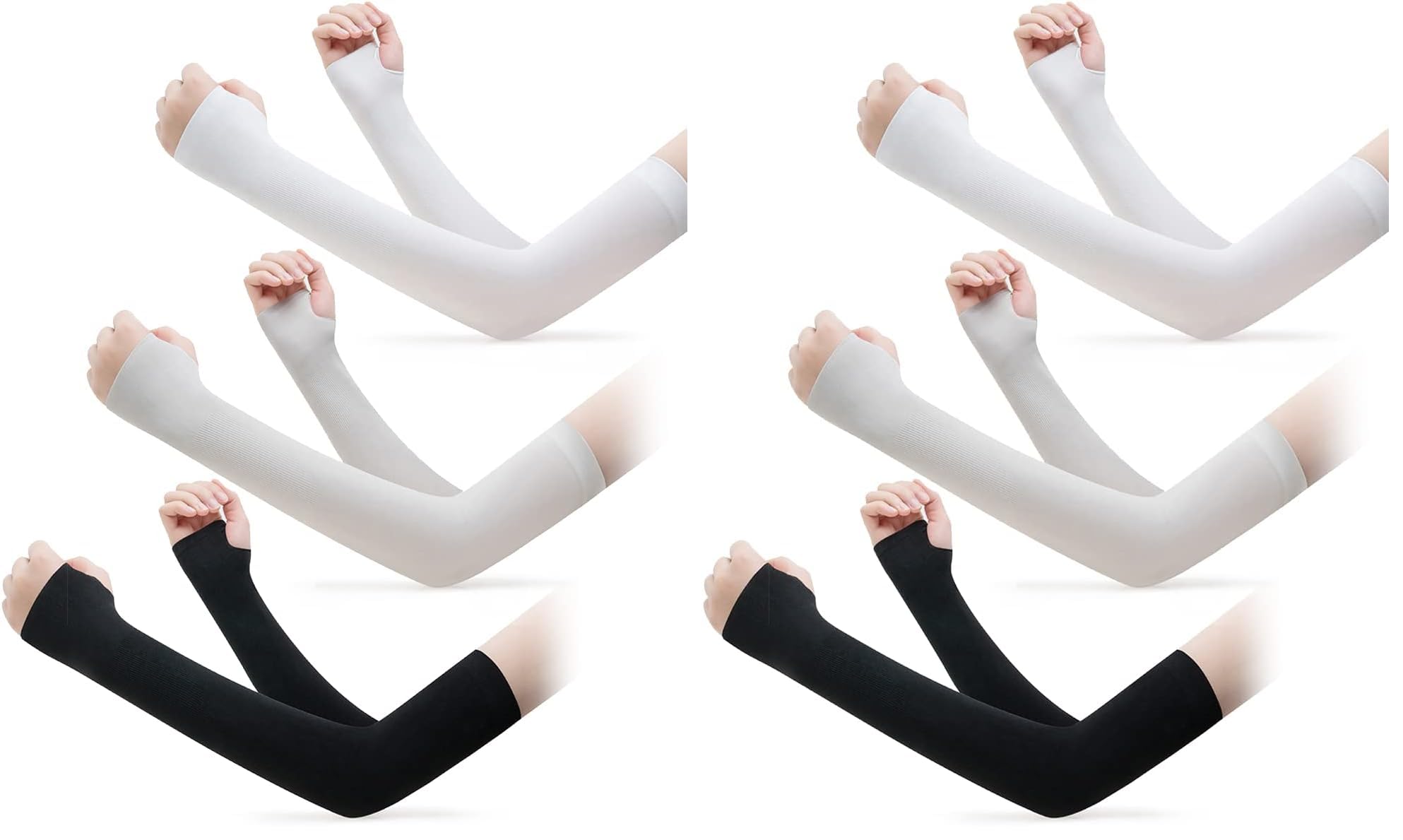 ECVV 3 Pairs UV Protection Cooling Arm Sleeves Sunblock Arm Cover with Thumb Hole for Driving Cycling Golf Basketball Arm Sleeves for Men Women