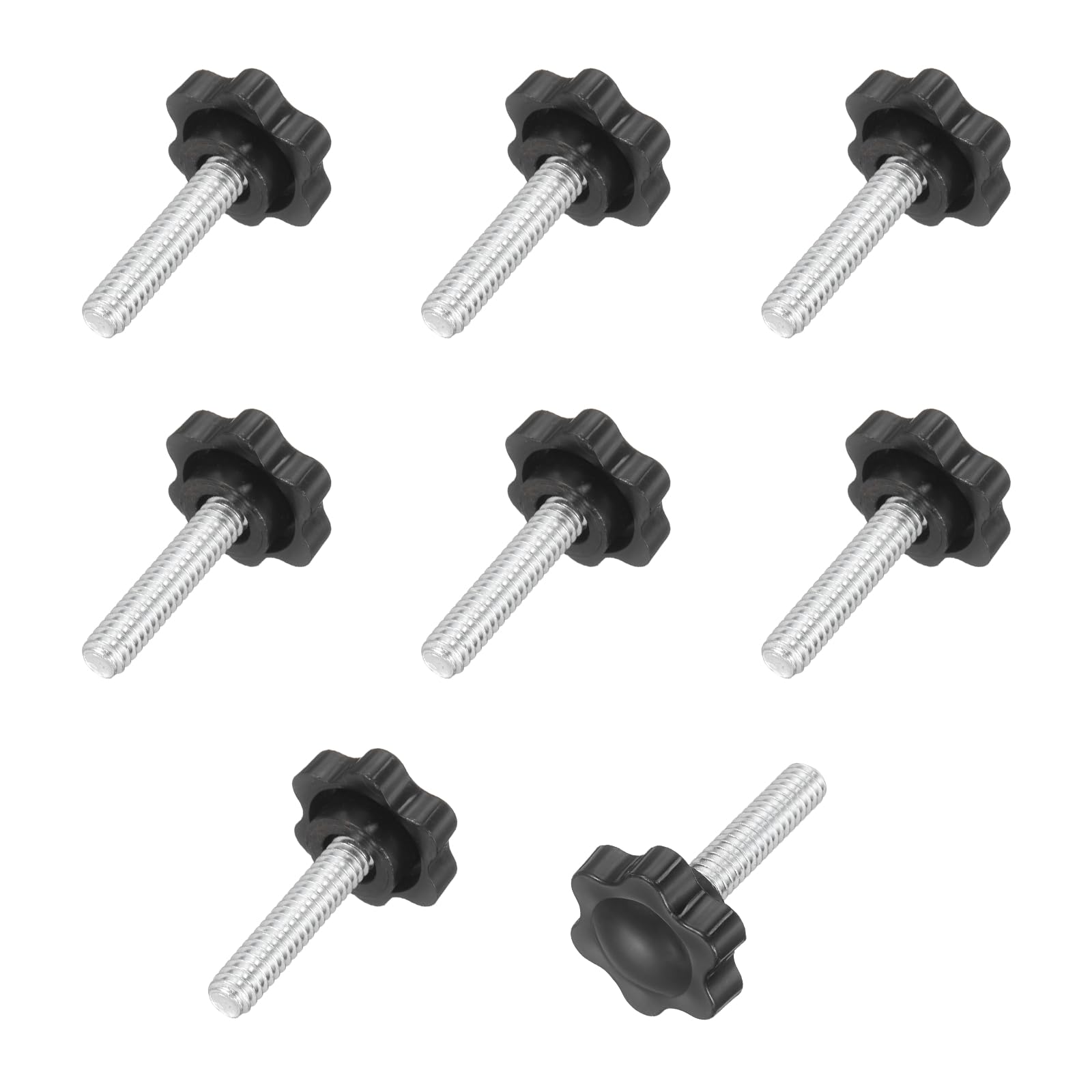 sourcing map 10Pcs 1/4"-20 Star Knobs, 1.1" Threaded Stud Plastic Male Clamping Knobs Screw Hand Tightening Replacement Knob for Industrial Furniture Tools Jigs Clamps, Black