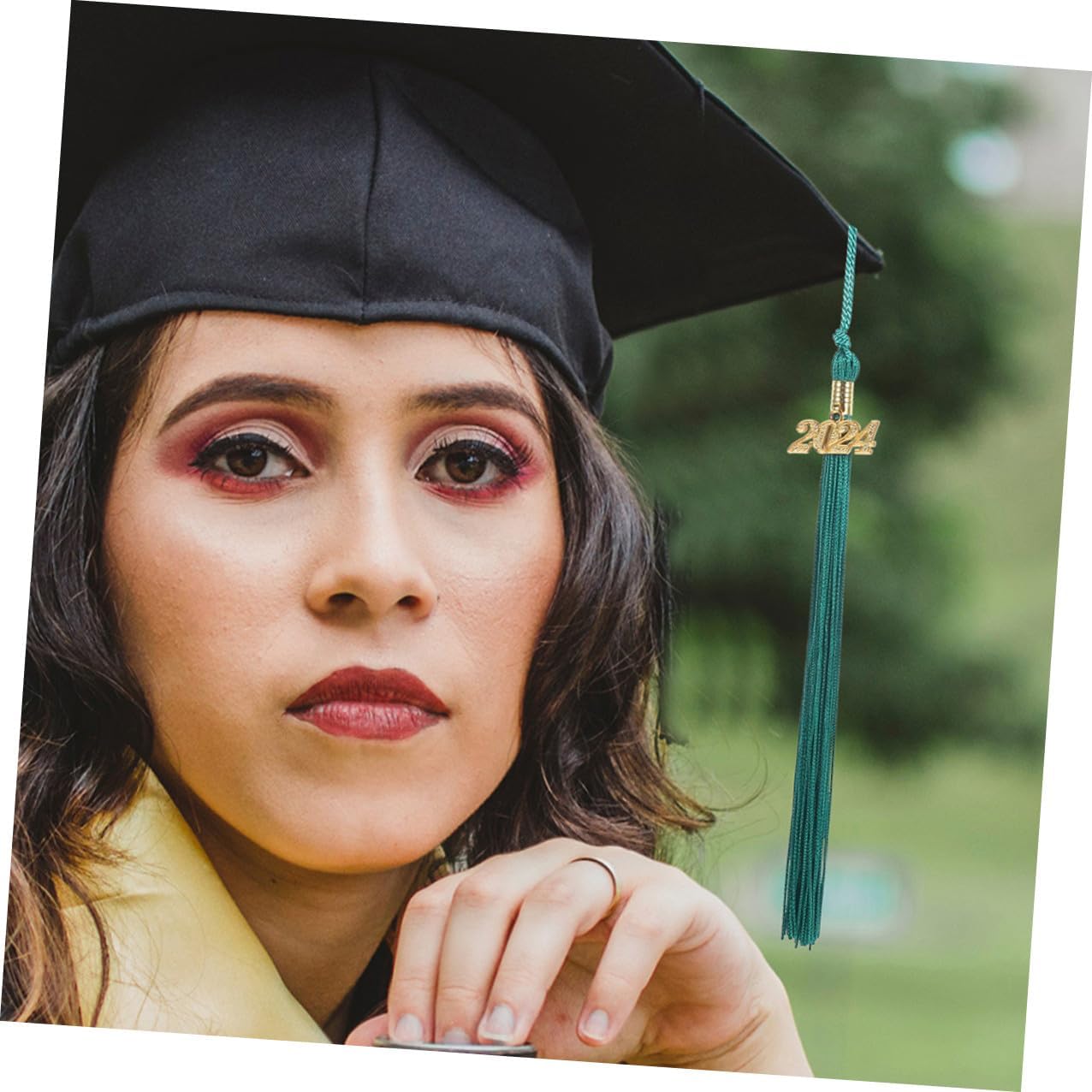 Didiseaon 8pcs Green Polyester Graduation Cap Tassels with Charms Academic Hat Accessories for Doctoral Ceremony Decorations