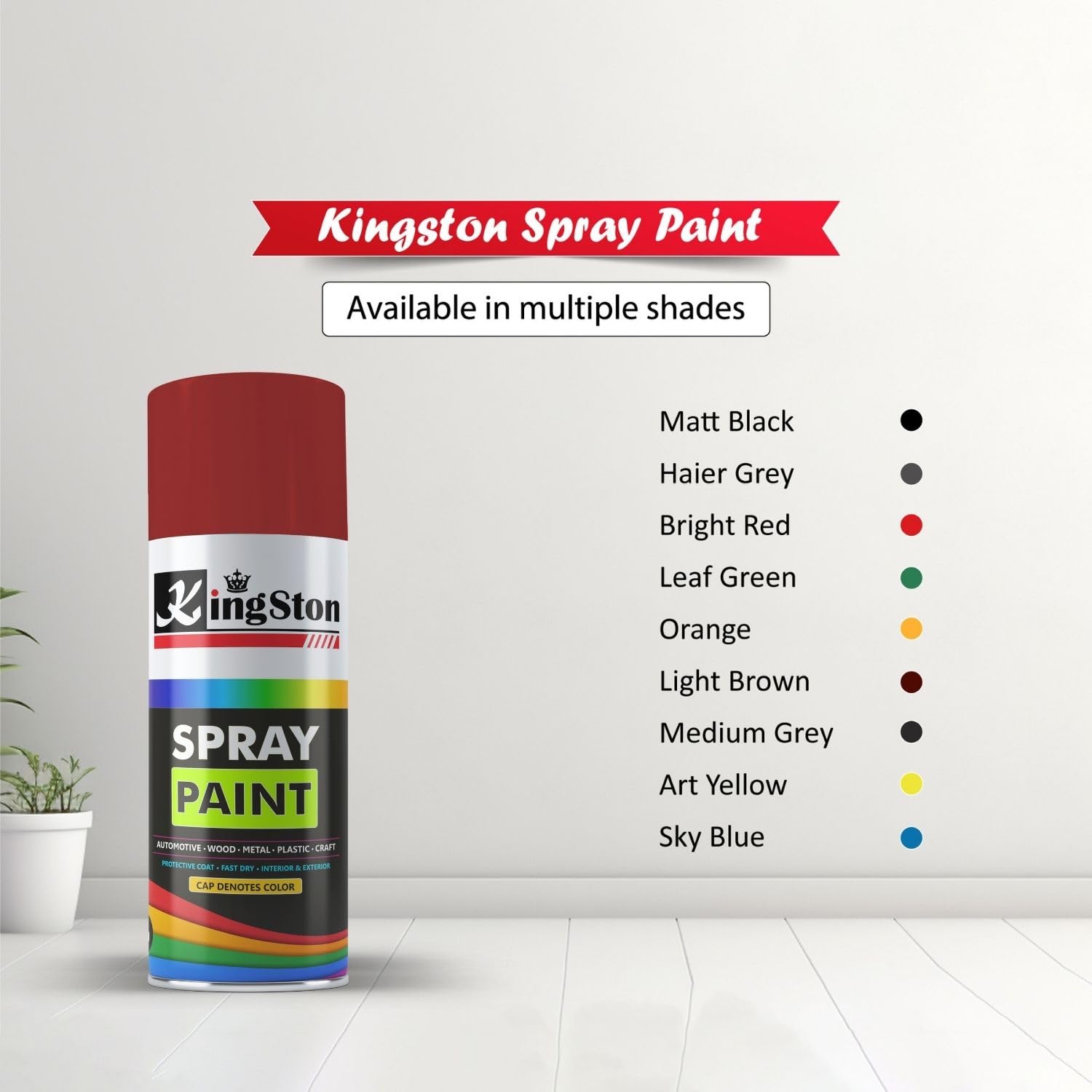 Kingston Acrylic Spray Paint for Metal, Wood, Wall & Plastic, Multi-Surface DIY Paint, Quick Dry, Smooth Finish, 400ml Can, Coffee Brown, 1 Pc