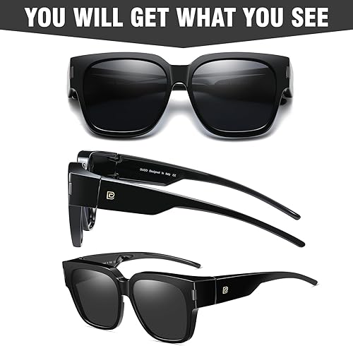 Miniatura 7 de DUCO Gafas de sol ajustadas envolventes polarizadas sobre gafas de sol para hombres y mujeres, protección UV DC8970