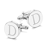 1 Pair Cuff Links Mens Accessories Jewelry Classic Initial Cufflinks with Gift Box Silver Black 14K gold plated Cufflinks