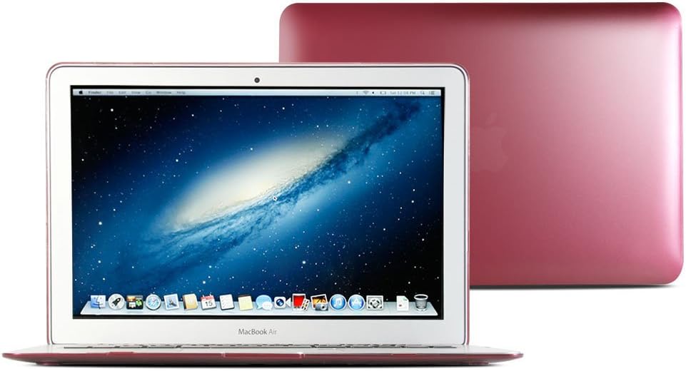 GMYLE Case Compatible with MacBook Air 13 Inch Case with Touch ID Retina Display, Plastic Hard Shell, Privacy Webcam Cover Slide, Screen Protector, Keyboard Cover - Metallic Maroon Red