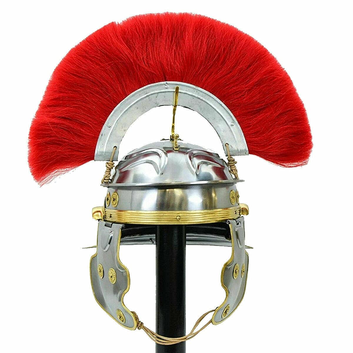 Casco de Centurión Galic Imperial Romano Armadura Cresta Roja Plume
