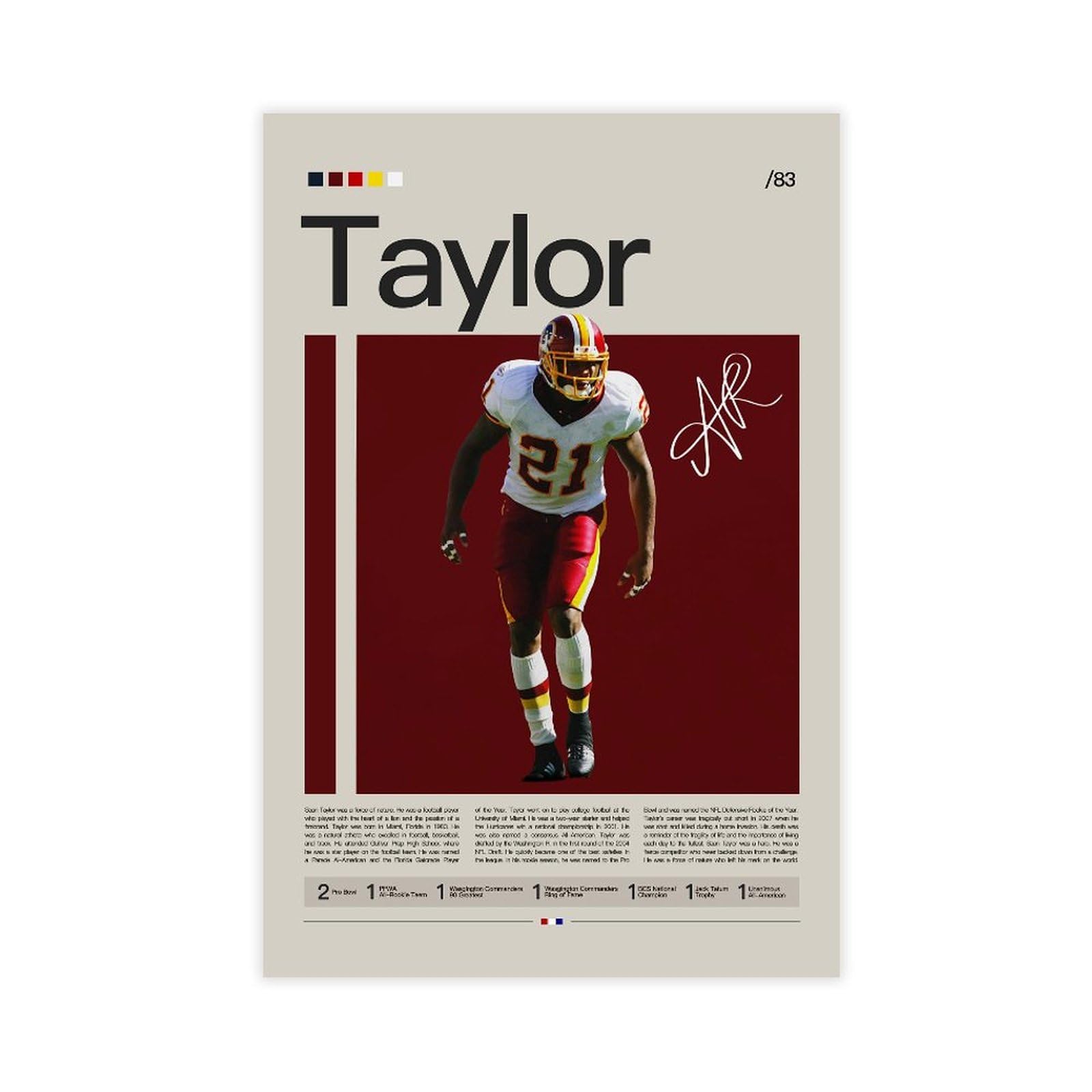 leftwich Sean Taylor Canvas Poster Bedroom Decor Sports Landscape Office Room Decor Gift Unframe:16x24inch(40x60cm)