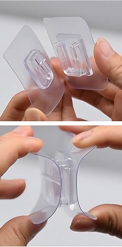 Miniatura 3 de 10 pares de ganchos de pared adhesivos transparentes de doble cara Kit de colgador de puerta montado Perchas adhesivas sin taladrar con ventosa