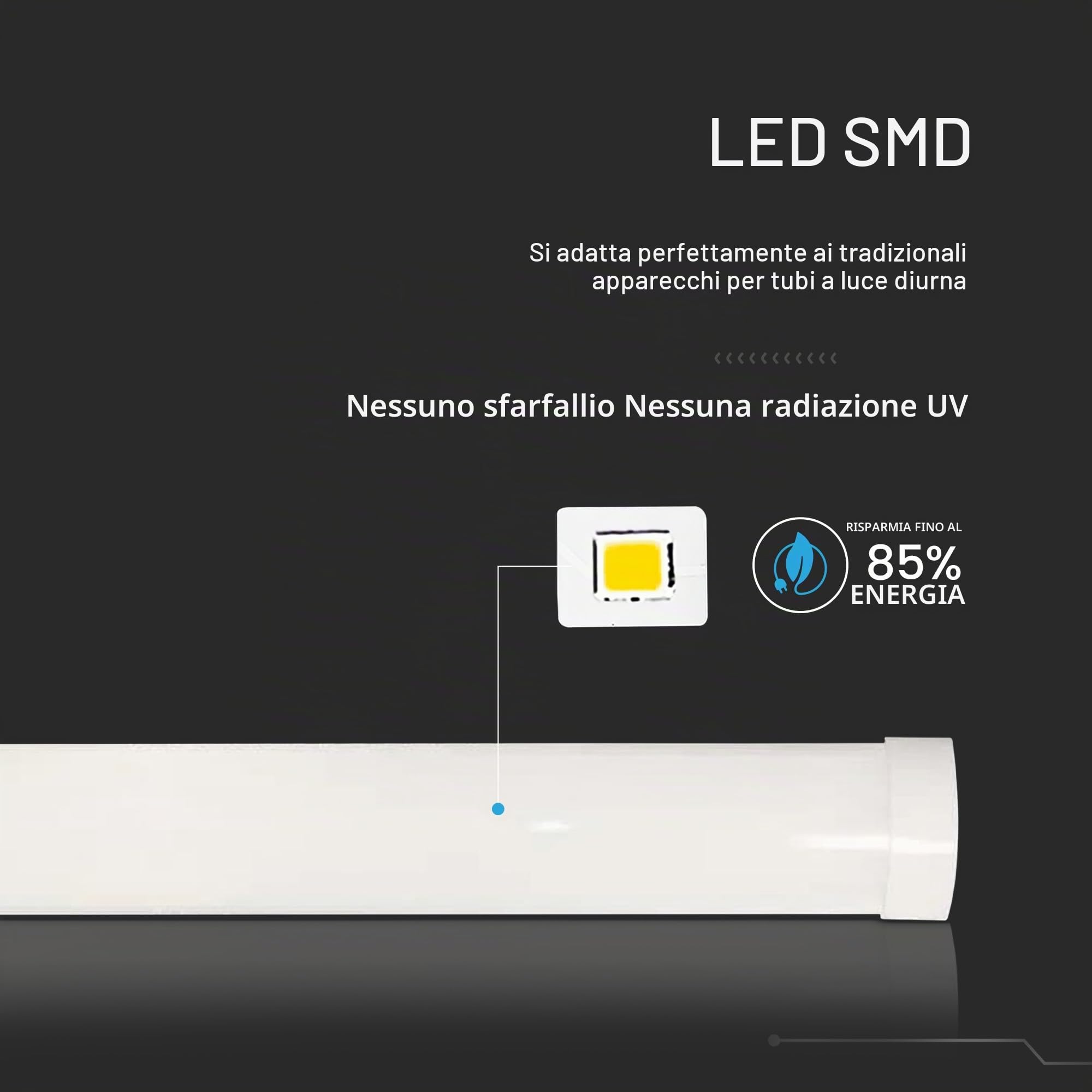 V-TAC 8x Plafoniere LED Lineari da Soffitto 150 CM - 50W - Chip Samsung - 8 Pezzi - Lampada Rettangolare 6000 Lumen IP20 per Parete, Garage, Negozio - Tubo LED Plafoniera - Luce 6500K Bianca Fredda