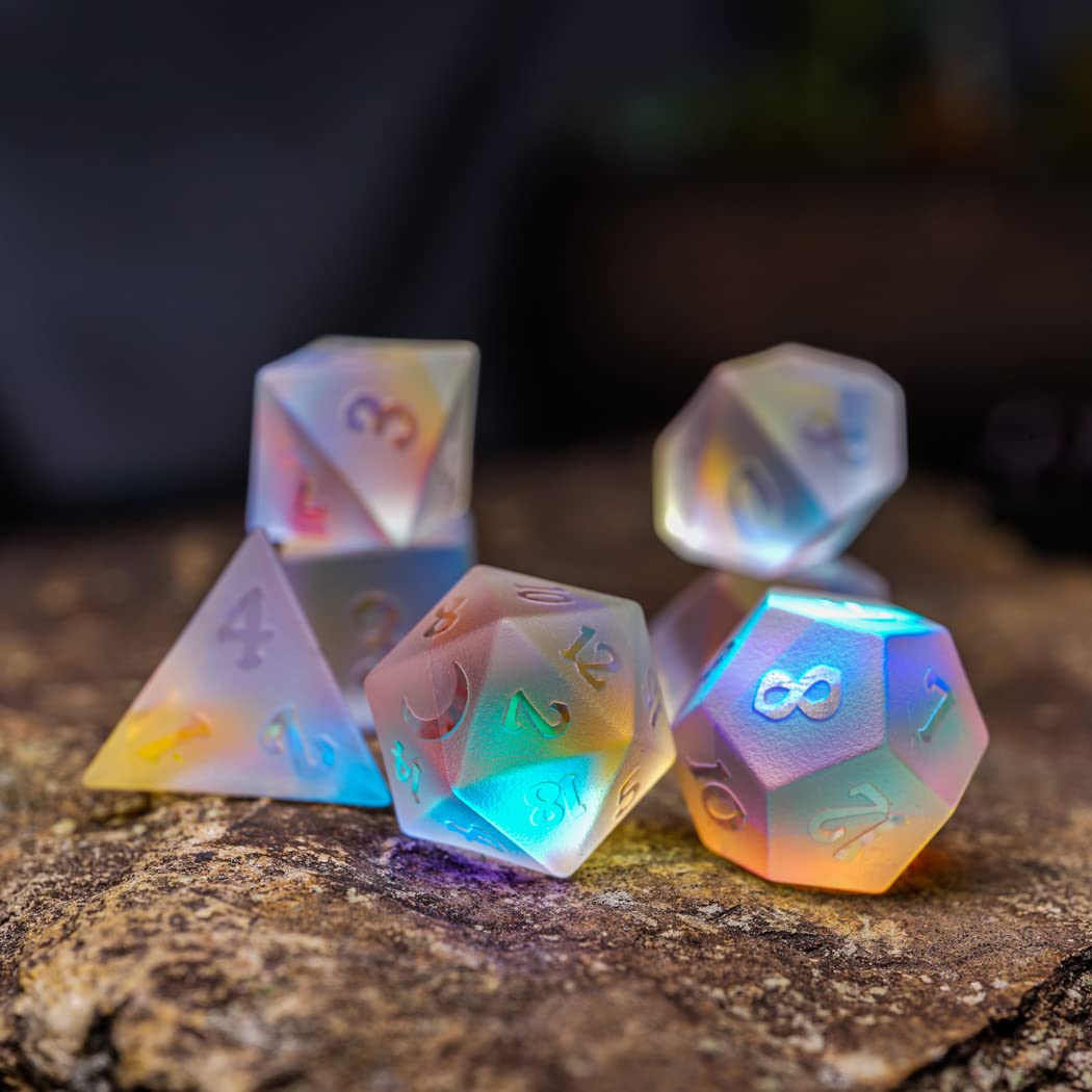 LANGWEI D&D Dice Set Joli Cristal Polyédrique Jeu De Rôle Dés pour Donjons Et Dragons Pathfinder Shadowrun Jeu De Rôle, Cadeau Créatif