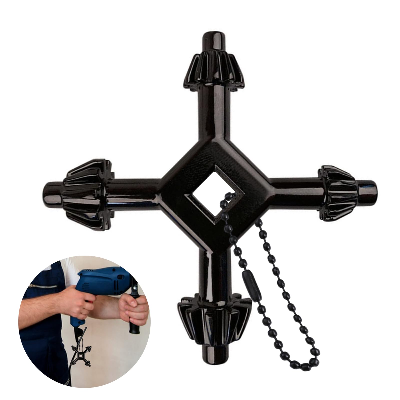 Chuck Key 4 in 1 Drill Chuck Key with bead chian,Power Drill Chuck Drilling Tool,Chuck Key for Drill Press,Durable Multifunctional Steel,Original Professional Master Chuck Key, Universal Key