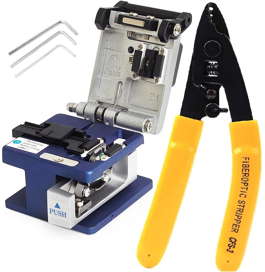 Corslet Optical Fiber Cleaver Fiber Cable 24 Position Blades FTTH Tool With 3 Hole Wire Cutter and Stripping Tool, Plier Optical Fiber Wire Stripper