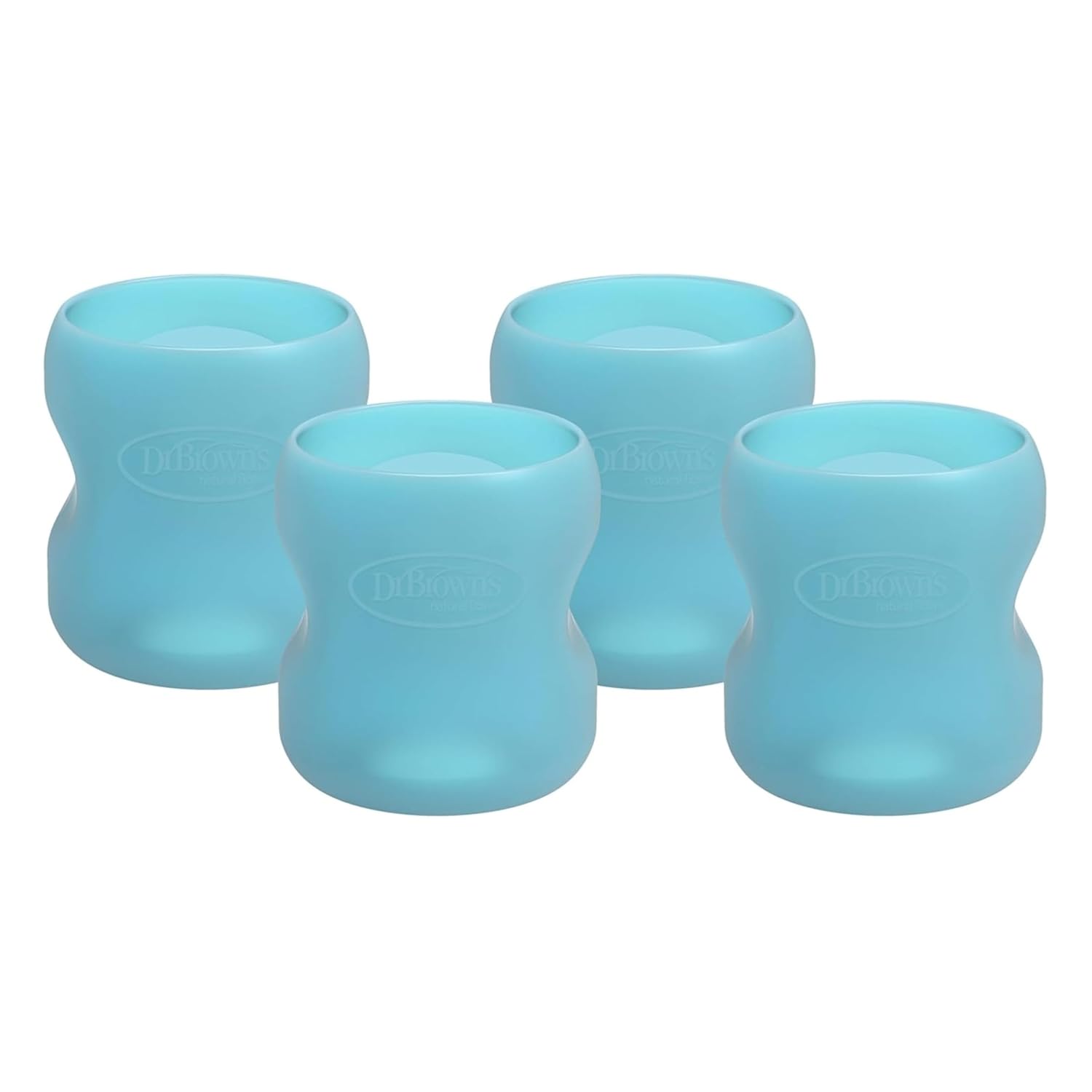 Dr. Brown's Options+ Wide-Neck Glass Bottle Sleeve, 100% Silicone, Blue, BPA-Free, 5 oz, 4-Pack