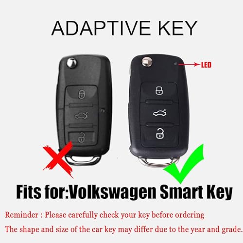 Miniatura 2 de HIBEYO Funda para llavero de automóvil Volkswagen VW Jetta Beetle Tiguan Passat Golf MK6 Polo 3 botones Funda de protección para llave de automóvil