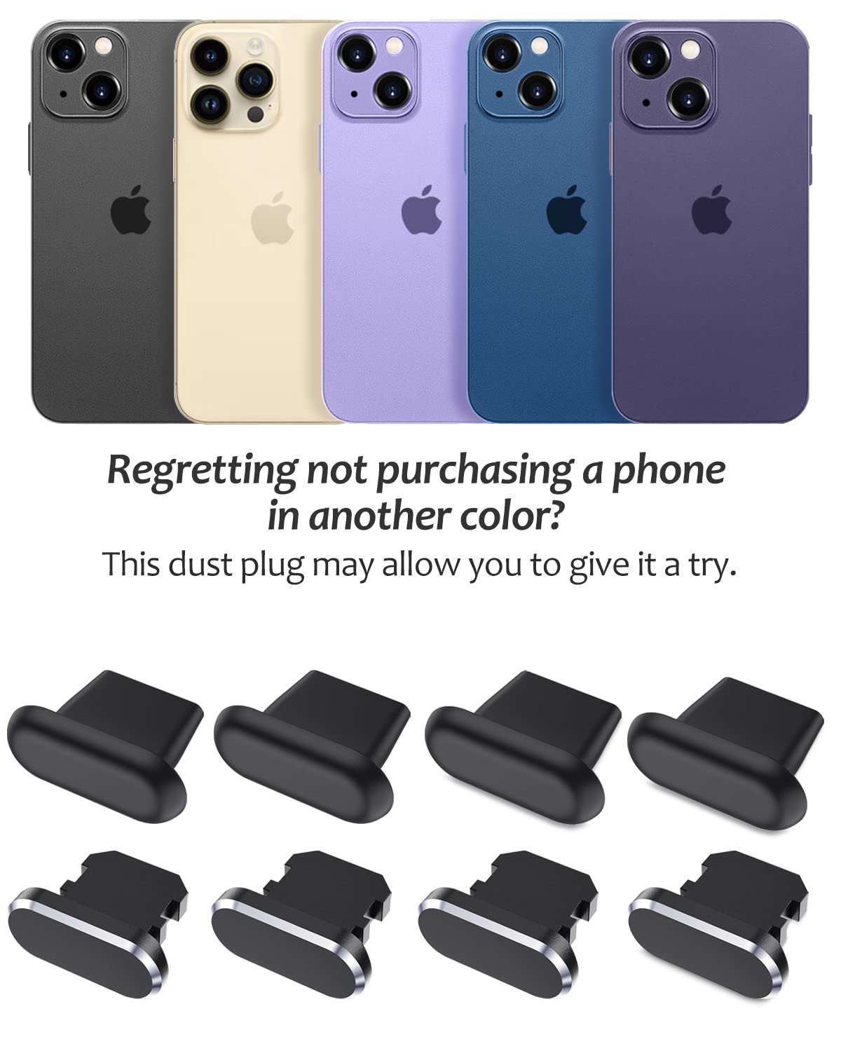 8 Pieces Dust Plugs For IPhone 14 Pro Max, Metal And Zambia