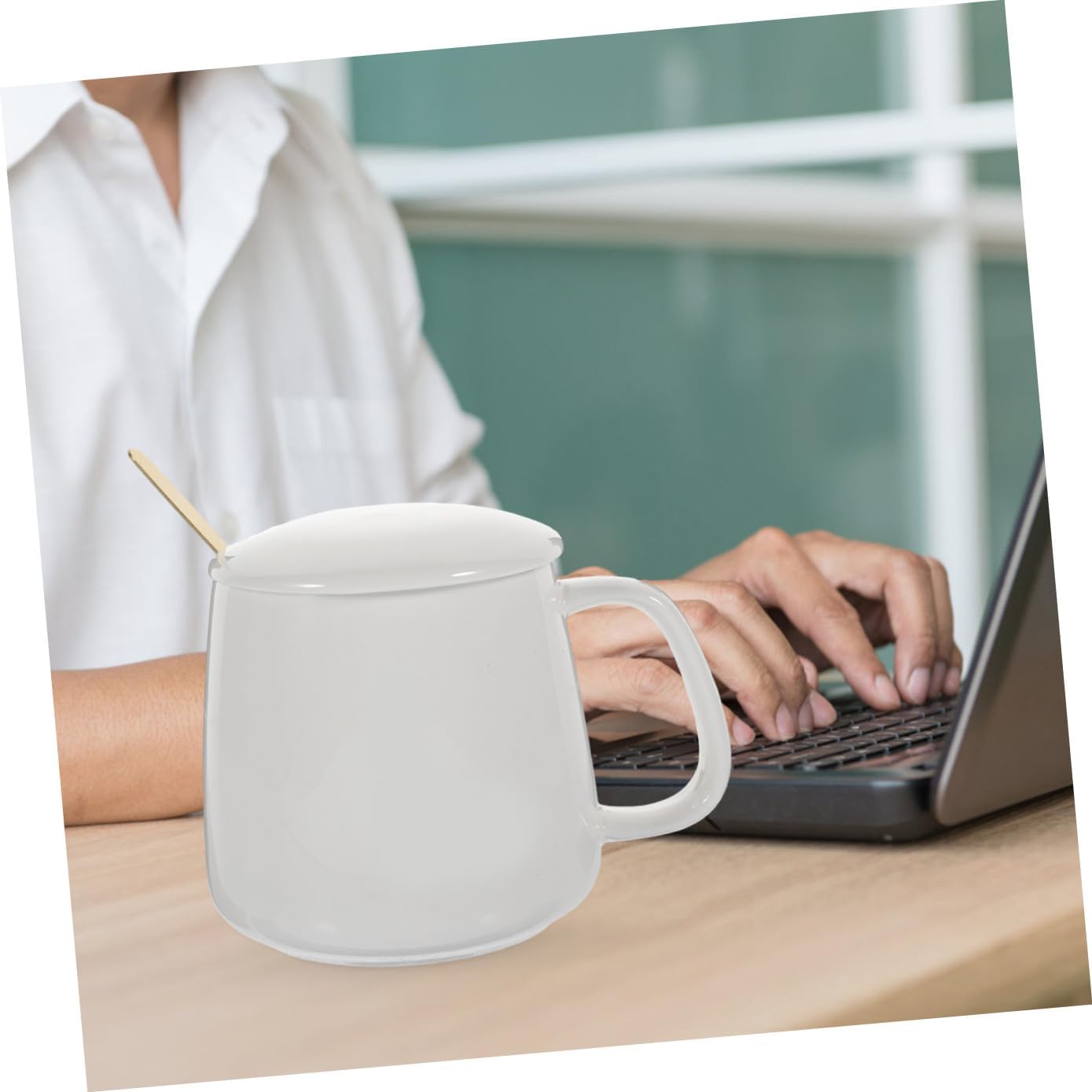 USB Thermostatic Cup Warmer and Ceramic Coffee Mug, 55℃ Electric Beverage Heater with Gravity Sensor, Milk Bottle Warmer for Babies and Hot Drinks at Desk