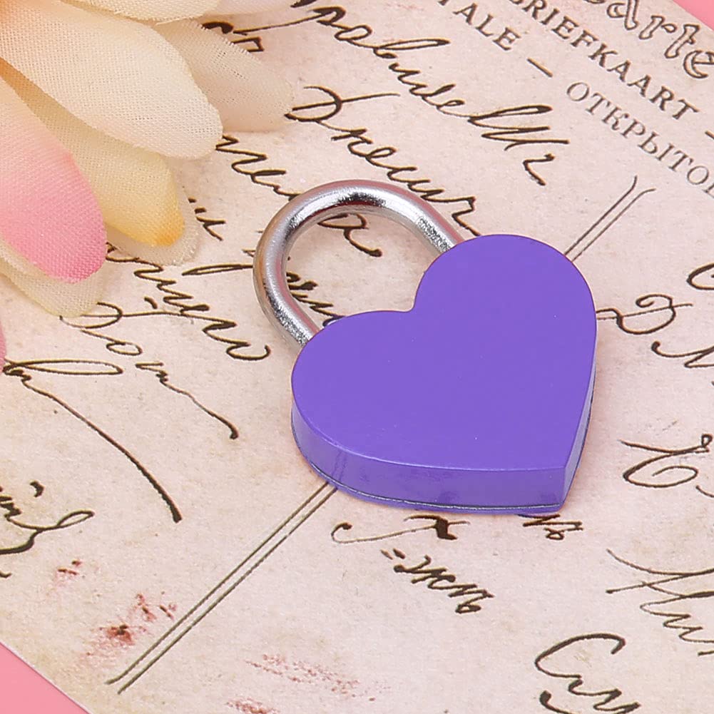 Jelquix Purple Exquisite Heart Locks 2 Sets With Keys, Colorful Metal Padlocks For Diary And Jewelry Boxes, 30X39mm (Purple)
