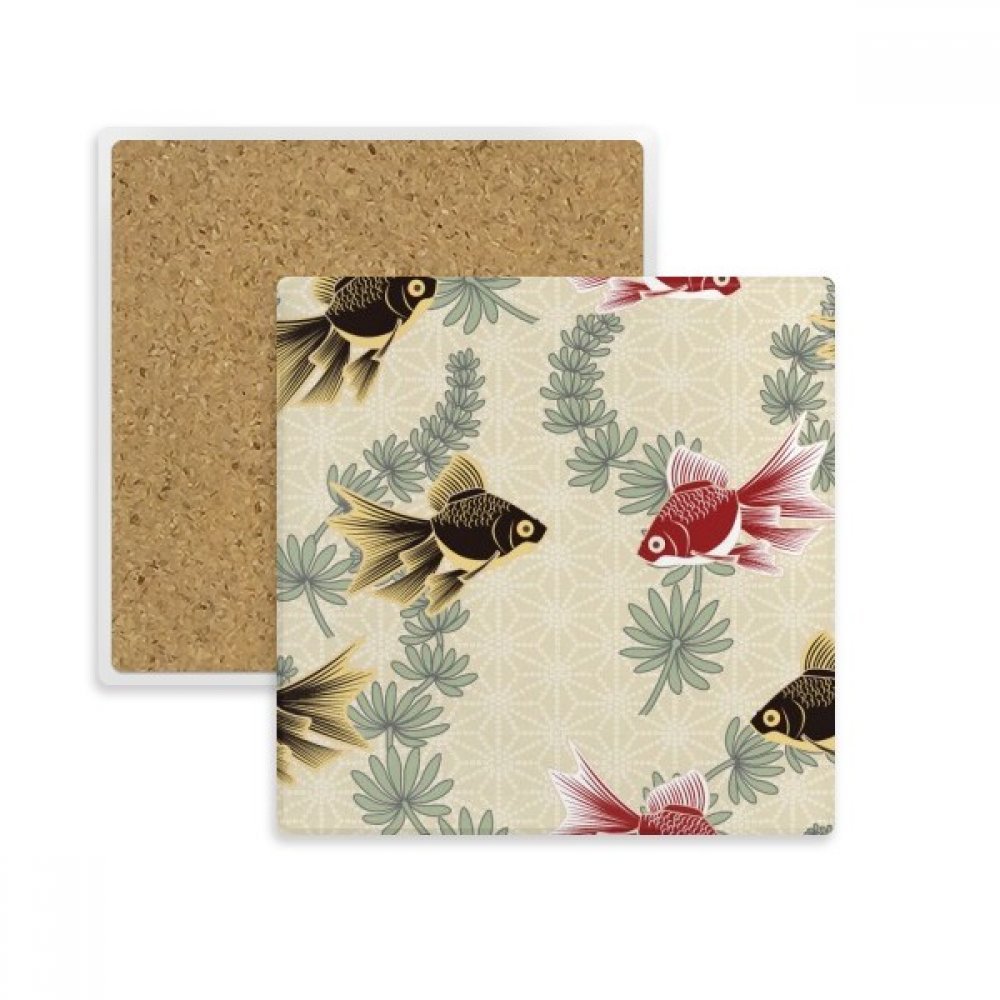 Mauvaises Herbes Coaster Tasse Absorbent Pierre Dessous de Verre Japon Poisson Rouge